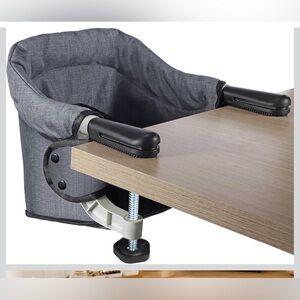 Gray Clamp-On Fabric High Chair Booster Seat